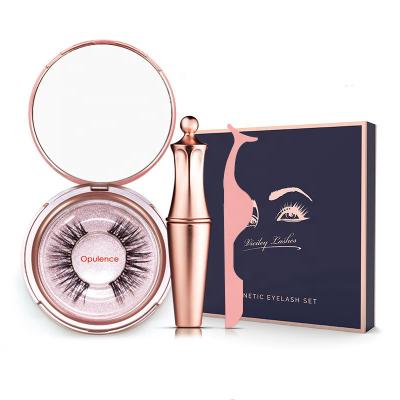 China 2019 Long 5 Magnets Natural Lashes New Private Label False Magnetic Eyelashes With Magnetic Eyeliner Kit Gift Box Package for sale