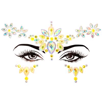 China Temporary OEM Designs Acrylic Glitter Face Rhinestone Jewelry Sticker for sale