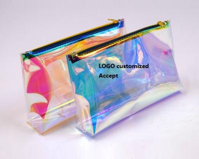 China Hot Selling Lady Bag Colorful Plastic Waterproof Holographic Cosmetic Bag Holographic Makeup Bag for sale