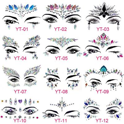 China Wholesale Decorative Diamond Body Sticker Face Jewel High Quality Sticker Wedding Decorations Crystal Tattoo Sticker for sale