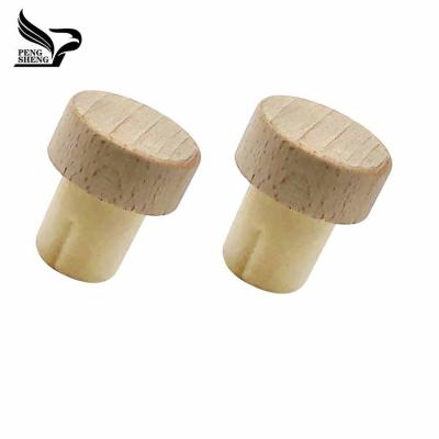 China Non Spill Wholesale Custom Logo T Shape Liquor Bottle Wooden Stopper Cap Synthetic Cork Bottle Stopper for sale