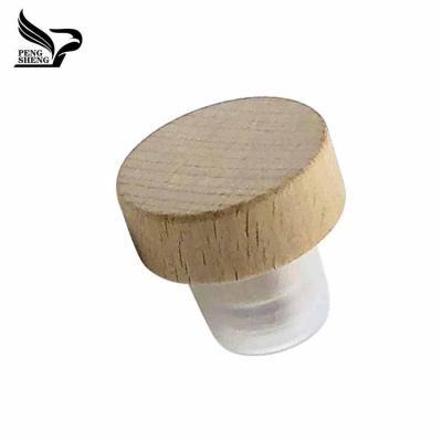 China Non Spill Customized Wooden Top Type Cork Liquor Whiskey Vodka Synthetic Smirnoff T Cap Cap for sale