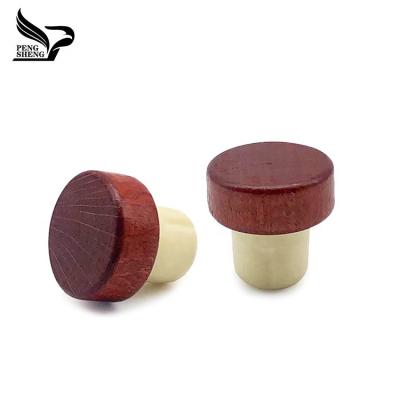 China Non Spill Customized Red Black Wooden Hat T Cork Stoppers Synthetic Wine Corks for sale