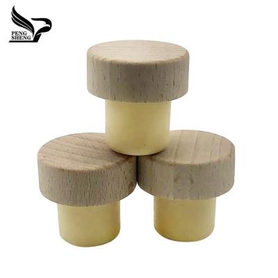 China Non Spill Wood Cap Synthetic Cork Bottle Stopper Wine Bottle Plug for sale