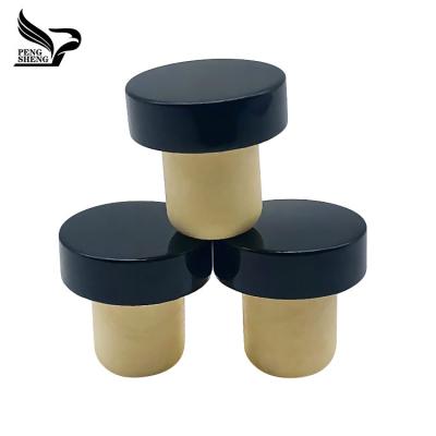 China Non Spill Coated Aluminum Cap Cork Glass Bottle T-Cork Stopper for sale