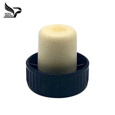 China Non Spill Customized Natural Synthetic T Shape Lids Caps Closures With Plastic Caps For Wine Bottle for sale