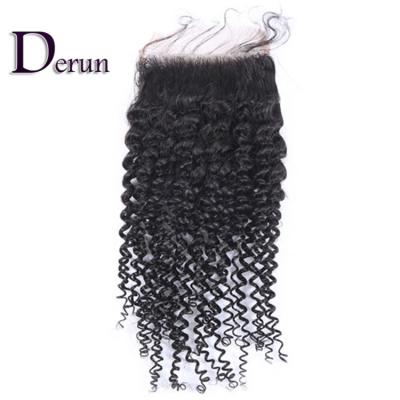 China Wholesale Price Unprocessed Raw Virgin Hair 100% Virgin Human Curly Hair Can Be Dyed Bleached Transparent Swiss 4*4 Lace Closure for sale