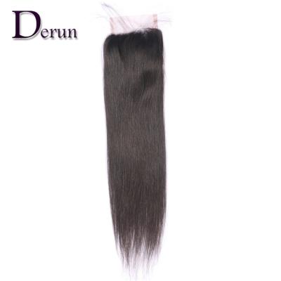 China 1-2year Mink Brazilian Straight 4*4 Lace Closure Virgin Unprocessed Cuticle Aligned Double Drawn Remy Human Hair for sale