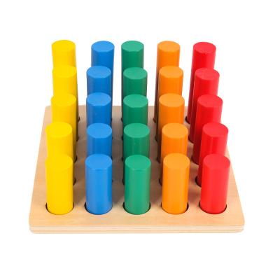 China Children Educational Wooden Toys Baby and Toddler Montessori Teaching Aids Cylinder Ladder Heaven and Earth Wood Cylinder Round Ladde for sale