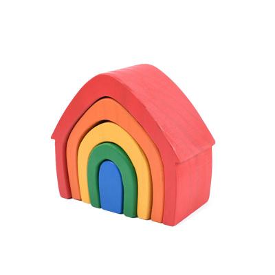 China Toy Amazon Hot Selling Large Rainbow Building Block Montessori Educational Toys Rainbow Wooden Creative Children's Room Toys for sale