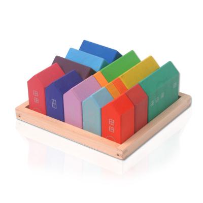 China Construction Toy Hot Selling Creative Rainbow House Beech Building Blocks DIY Wooden Children's Toys Educational Children's Toys for sale