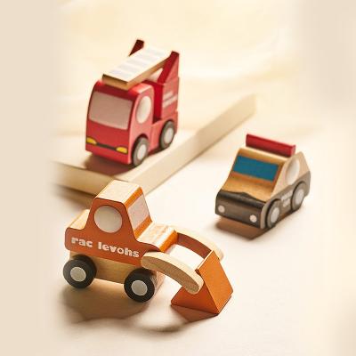 China Colorful Mini Wooden Cars Truck Aircraft Model Toy Simulation Cars Children Toys Decoration Gift Montessori Wooden Vehicle Education Eco-Friendly Material for sale