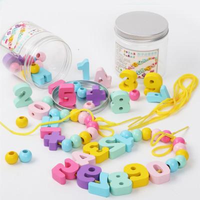 China Colorful/Safety/Environmental/Healthy Colorful Montessori Learning Wooden Beaded Toys Educational Toys Digital Toy For Children Birthday Gift for sale