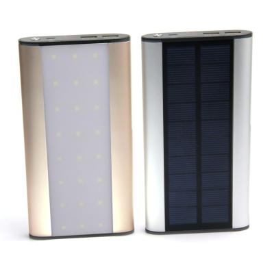 China Hot Selling Dual USB Good Quality 10,000mAh Portable Solar Power Bank Charger with 24 LED Lights for sale