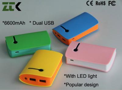 China 6600mAh Dual USB Power Bank With Led Light , Samsung Galaxy Note Power Bank for sale