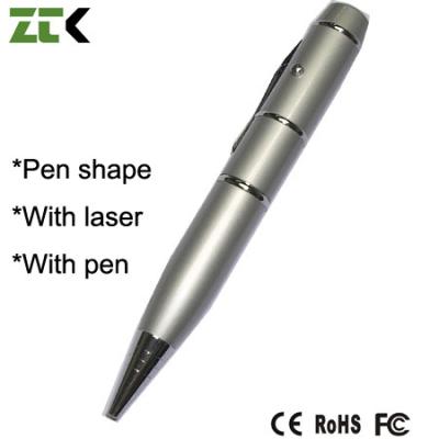 China Personalized Laser Pointer Pen Shape USB Storage Drive 16MB , Silver / Black for sale