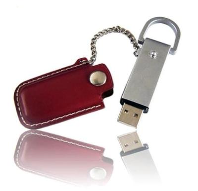 China Eco Friendly High Speed Red USB 2.0 Leather USB Flash Drive 128GB for sale