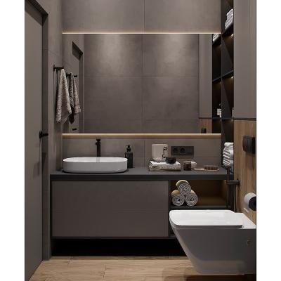 China Modern Furniture Wash Basin Bathroom Vanity Cabinets Wall Mounted Mirrored Waterproof Villa Vanity Set Good Manufacturer for sale