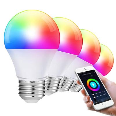 China Desktop 3w 5w 7w 9w Amazon Popular WiFi Led Light Bulb Indoor Plastic Home RGBW Smart LED E27 B22 Lighting System Smart Bulbs for sale