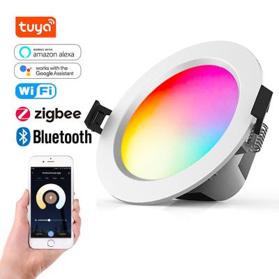 China Modern remote control round rgbw tuya lighting 6w 12w 18w 24w smart voice app wifi led panel light for sale