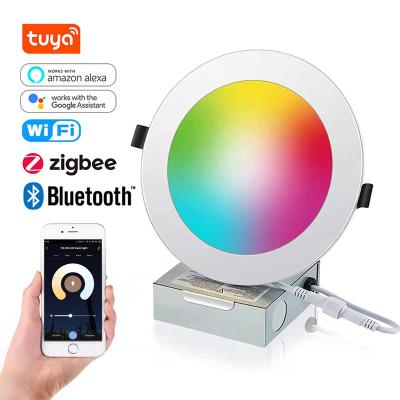 China Tuya Modern Control Dimmable TDC 6w Adjustable 12w 18w 24w RGB Wifi LED Smart Led Panel Light Slim Ceiling Light for sale