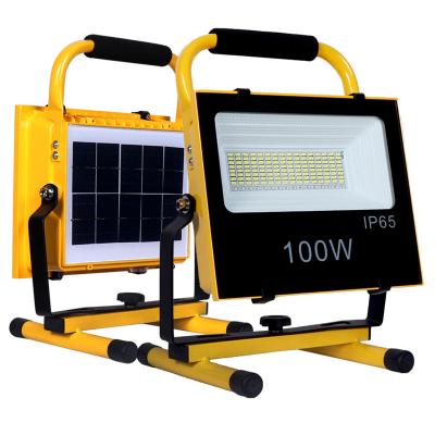 China IP65 Waterproof Outdoor Portable Aluminum Body BRITE Floodlight 100w Handy Reflector Led Solar Flood Light for sale