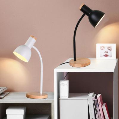 China Simple design simple design modern e27 base table lamp wooden adjustable led desk lamp with switch for study office for sale