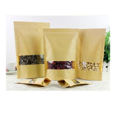 China Disposable Valve Sack Bag Dried Fruit Ziplock Bag With Window Kraft Paper Bag for sale