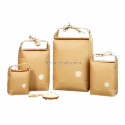 China 1kg Recyclable Rice Pack Kraft Paper Packaging Bag Brown Kraft Paper Food Bag for sale