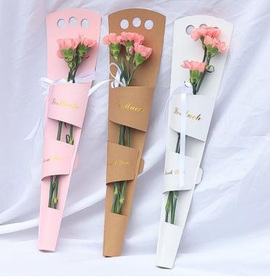 China Biodegradable Single Folding Kraft Paper Flower Rose Packing Box for sale