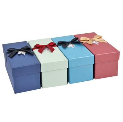 China Biodegradable Valentine's Day Rectangle With Square Bowknot Gift Packaging Crate Flower Box for sale