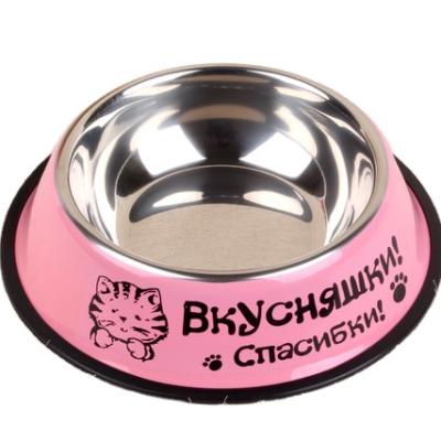 China Hot Selling Stainless Steel Dog Cat Bowl Non Magnetic Bowl Logo Custom Color Cartoon Food Bowl for sale