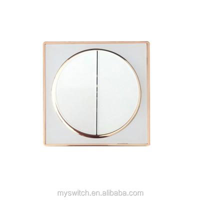 China PC Style Round Panel 2 Hardware British Black White Acrylic Strip 1 Way Electrical Wall Swith And Socket for sale