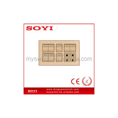 China Safety 3C CE Standard Style 8 Modern Eight Strip 1 One Way Electrical Wall Switches 2 Socket 2 Pin 4 Hole for sale