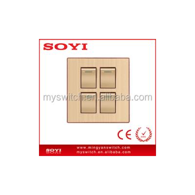 China Safety SOYI push button 16A 250V 4gang flat switch 1 or 2way for sale