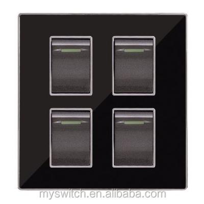 China PC material black mirror 4 way acrylic home strip 1 or 2 panel switch Wenzhou factory for sale