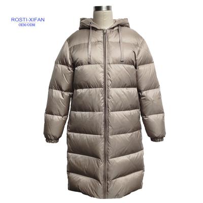 China Newest Ladies Breathable Duck Down Long Jackets For Winter And Autumn Warm Keeping With Hood for sale