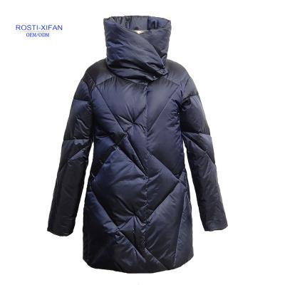 China Newest Ladies Breathable Duck Down Long Jackets For Winter And Fall Stand Collar And Warm Keeping for sale