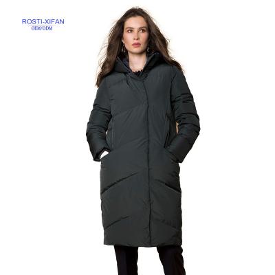 China Viable Women's Duck Down Long Style Ladies Warm Winter Coat With Big Hood for sale