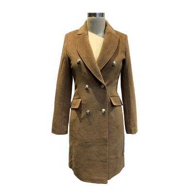 China Winter Autumn Wool Alpaca Fabric Coat Women's Long Style Anti-shrink Overcoat Ladies for sale