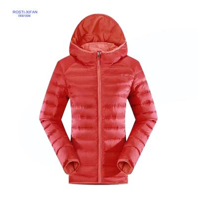 China Anti Shrink Women's Red Padded Coat Long With Hood For Spring Autumn Winter Western Style for sale