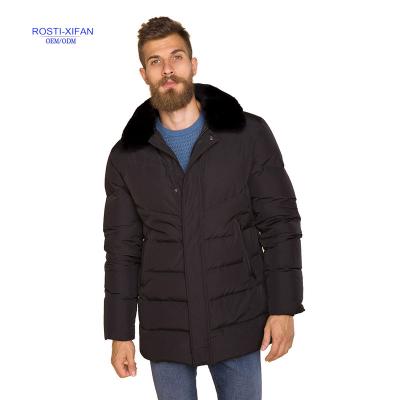 China Sustainable Men's Winter Matte Shell Down Jacket Hooded Parka With Removable Natural Fur Collar for sale