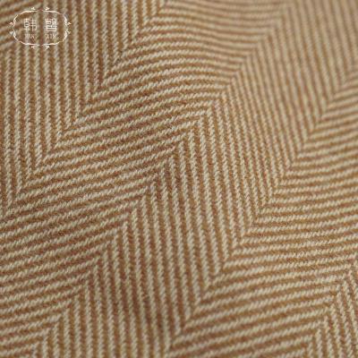 China DIMENSIONAL stain double sided wool fabric, thick camel red color, coat skirt alpaca wool herringbone fabric for sale