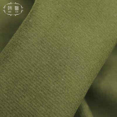 China ONE SIZE Stain army green twill wool blended coat fabric 680g autumn winter coat pants skirt fabric for sale