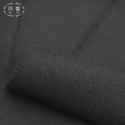 China DIMENSIONS Melton woolen fabric 800g autumn and winter clothing Melton wool fabric, black single yarn-dyed woolen fabric for sale