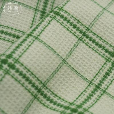 China Viable green and white thick woolen coat woolen coat plaid fabric autumn and winter spring honeycomb wool blend fabric plaid for sale