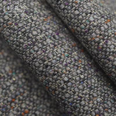 China Autumn small fragrant wind and plaid fancy yarn fabric 400G spring woolen coat metallic silk spinning knitting fabric for sale