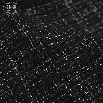 China Breeze Stain Black Coat Fragrant Wool Blended Fabric Lady's Yarn Fancy Yarn Wool Fabric Thick, Autumn And Winter for sale