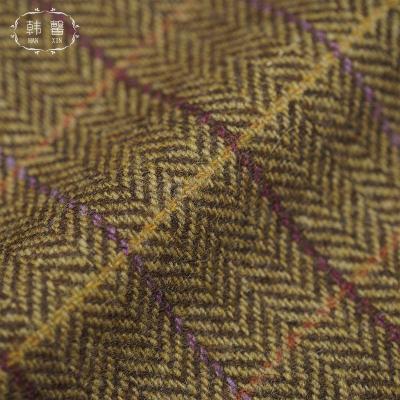 China Camel woolen fabric 450g plaid spring autumn and winter coat fashion woolen herringbone fabric viable for sale