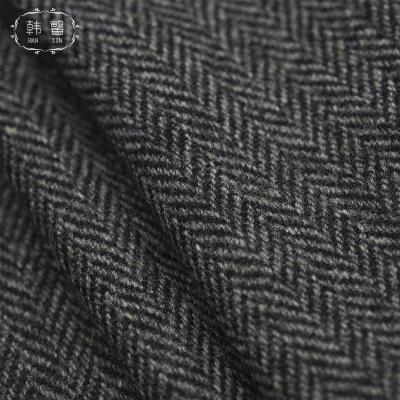 China 100% Wool Herringbone Black And Gray Viable Woolen Fabric Spring Autumn And Winter Mens And Womens Coats Coats Clothing Woolen Fabric for sale